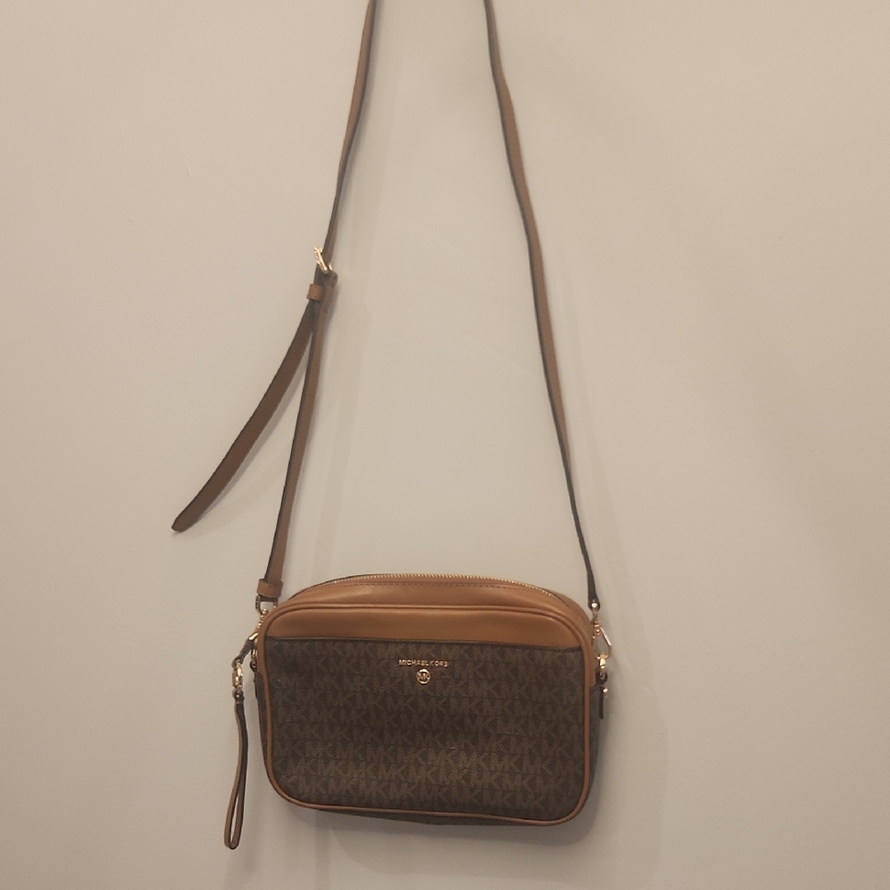 Michael Kors Signature Brown and Tan Crossbody Bag